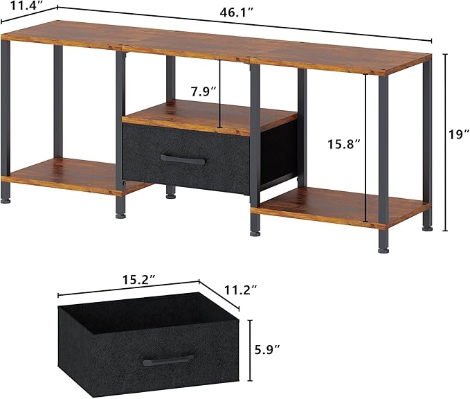 TV Stand with LED Lights, Entertainment Center with Open Shelves and Fabric - Image 3