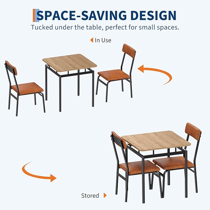 IDEALHOUSE 3 Piece Dining Room Table Set, Kitchen Table Set - Image 5