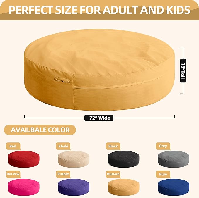 HABUTWAY XX-Large Bean Bag Chair: Giant 7' Memory Foam Furniture Bean Bag Chairs - Image 3