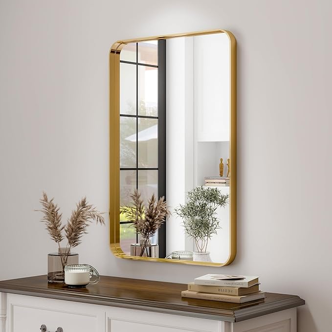 30 x 22 Inch Gold Bathroom Mirror - Image 8