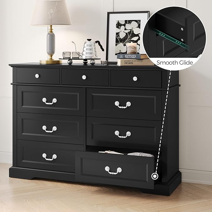 LINSY HOME Farmhouse Dresser for Bedroom, 9 Drawer Bedroom Dresser - Image 7