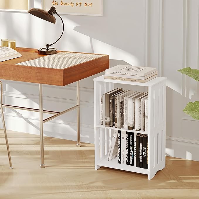 3-Tier End Table Nightstand White, Narrow Side Table - Image 5