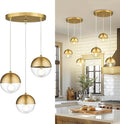 LMS Brushed Gold 3-Light Cluster Pendant Lights, Modern Dining Room Light by LMS
