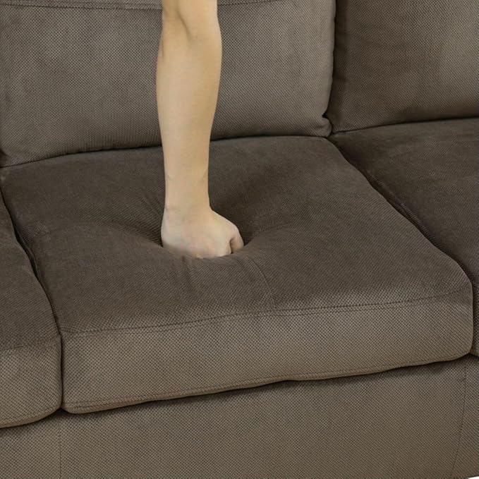 Brown L-Shaped 3-Piece Corduroy Sofa - Image 5