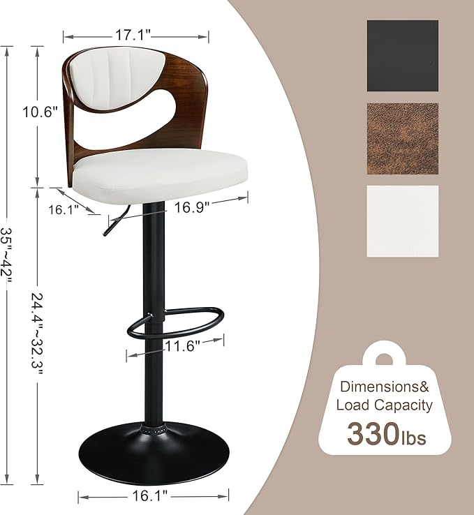 VECELO BarStools Set of 4, Kitchen Island Stools - Image 2