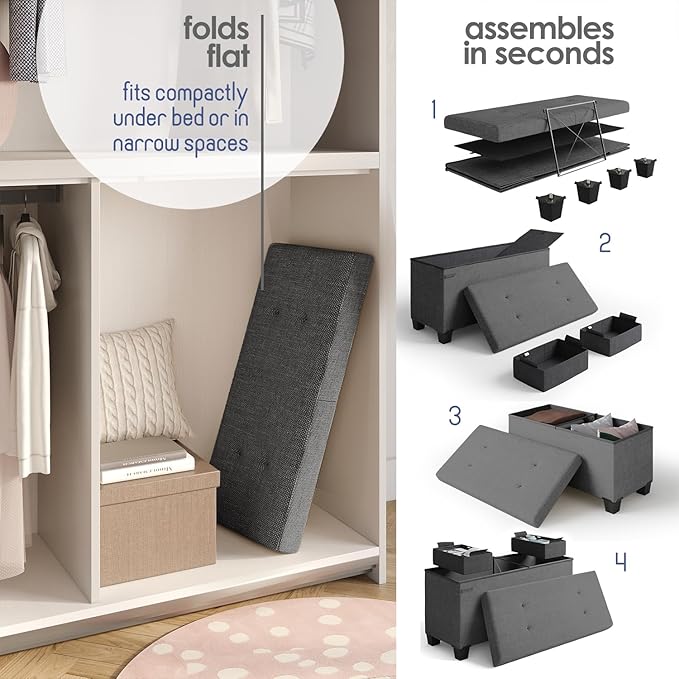 STORAGEBUD Storage Ottoman Bench - Image 6