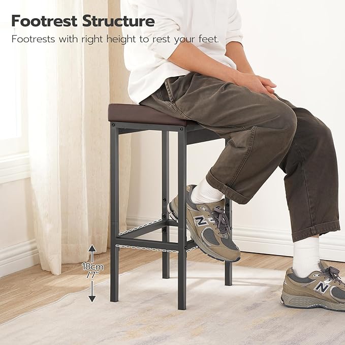 HOOBRO Bar Stools, 24.8-Inch Height Stools, Breakfast Barstools, Kitchen Bar - Image 4