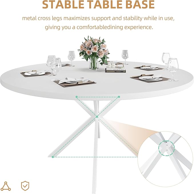 47.24" Round Dining Table, Modern Dining Room Table - Image 6
