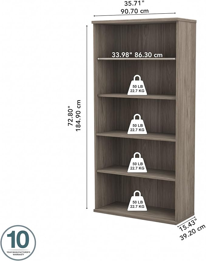 Bush Business Furniture Studio C 73" H 5-Shelf Bookcase - Image 3