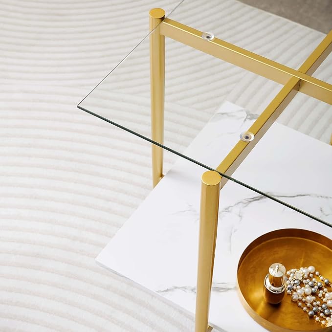 Square Glass End Table, Mid-Century Modern Design Sofa Table, - Image 4