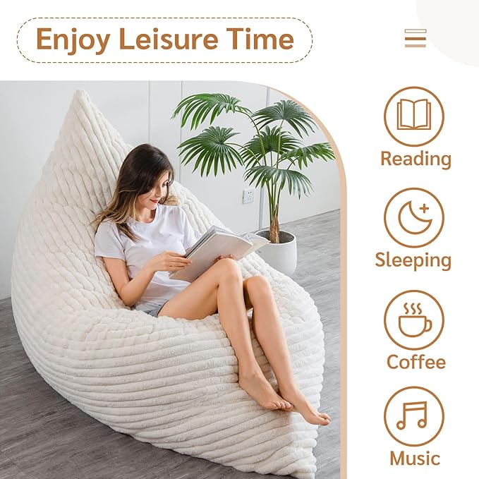 BYBYME 3 in 1 Bean Bag Chairs, Bean Bag Bed - Image 6