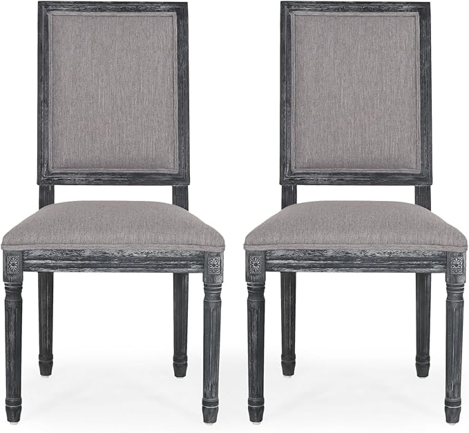 Merax Upholstered Solid Wood Dining Chairs Set of 2, French Country Style - Image 5
