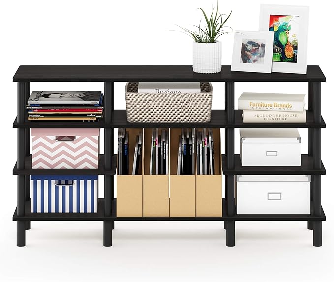 Furinno Turn-N-Tube 4-Tier Multipurpose Wide Shelf TV Stand, Espresso/Black - Image 4