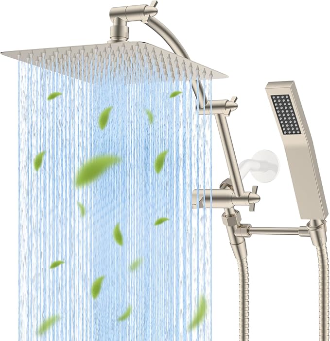 Hibbent All Metal 10'' Rainfall Shower Head, Dual Shower Head Combo, High by Hibbent