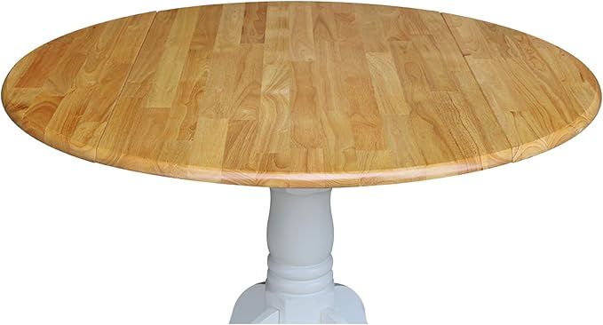 42" Round Dual Drop Leaf Pedestal Dining Table, Solid Wood, Easy Assembly - Image 9