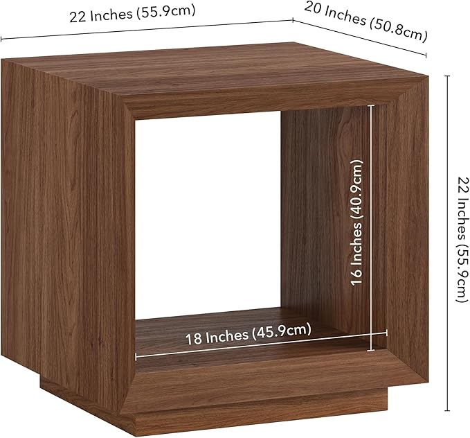 Henn&Hart 22" Wide Rectangular Side Table in Satin Walnut, - Image 3