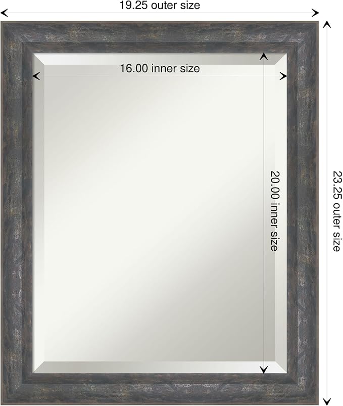 Amanti Art Grey Wall Mirror 23x19 Angled Metallic Rainbow Rectangle Bathroom - Image 4