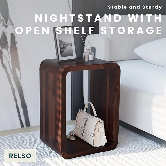 Relso Aurora End Table Solid Sheesham Wood Nightstand - Image 3