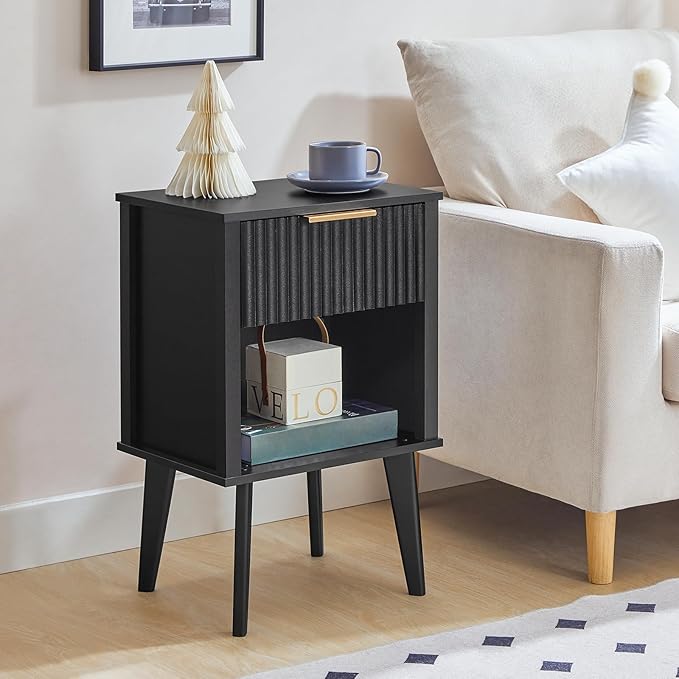 End Table, Fluted Night Stand, Modern Side Table, Bedside Table - Image 2