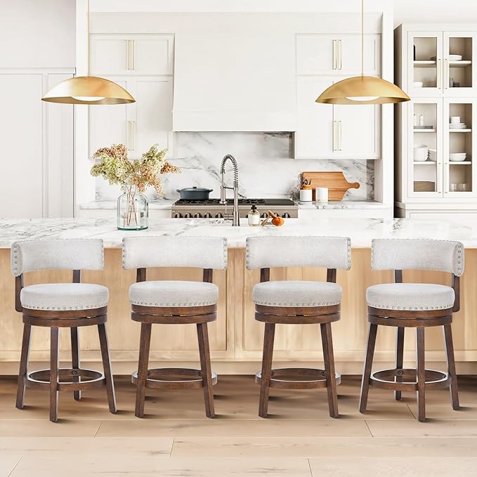 COLAMY Swivel Bar Stools Set of 4, Swivel Counter Height Barstools - Image 3