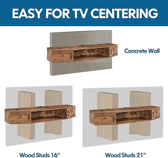 FITUEYES Floating TV Stand Wall Mounted TV Shelf Entertainment Center, Media - Image 6