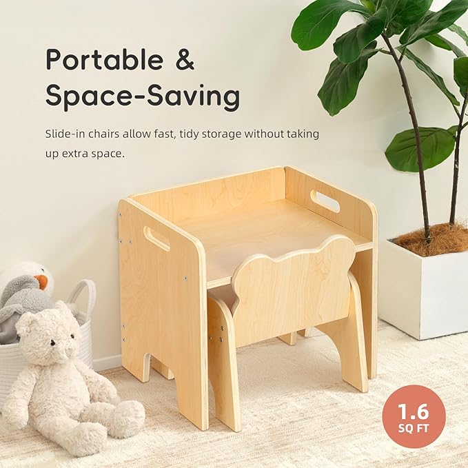 OOOK Montessori Weaning Table and Chair Set, Kids Activity Wooden Toddler Table - Image 4
