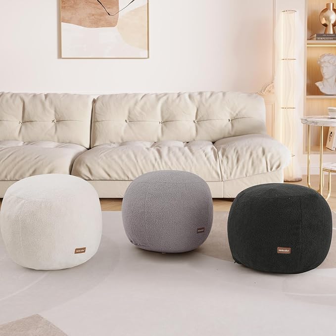 MeMoreCool Stuffed Round Pouf Ottoman Foot Rest, Floor Pouf Foot Stool - Image 8