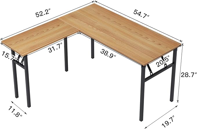 DlandHome Reversible L-Shaped Desk Large Corner Desk Folding Table Computer - Image 3