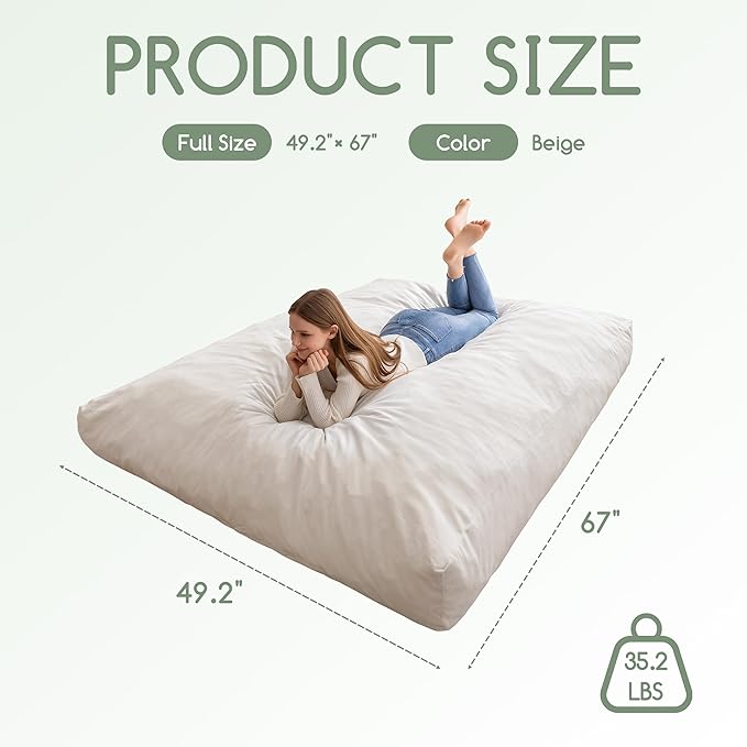 Giant Bean Bag Chair Bed for Adults, Convertible Beanbag Folds from Lazy Chair - Image 2