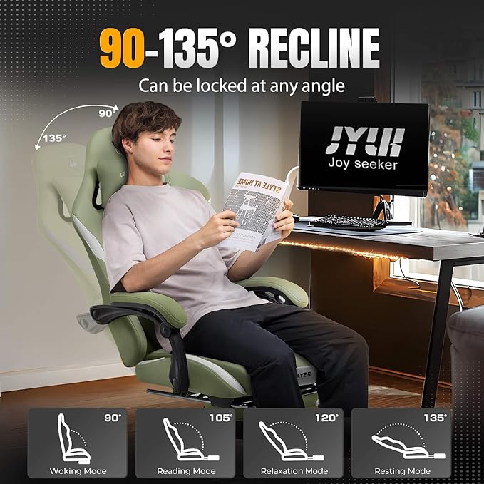 GTRACING Gaming Chair with Foot Rest & Pocket Spring Cushion, Breathable Fabric - Image 7