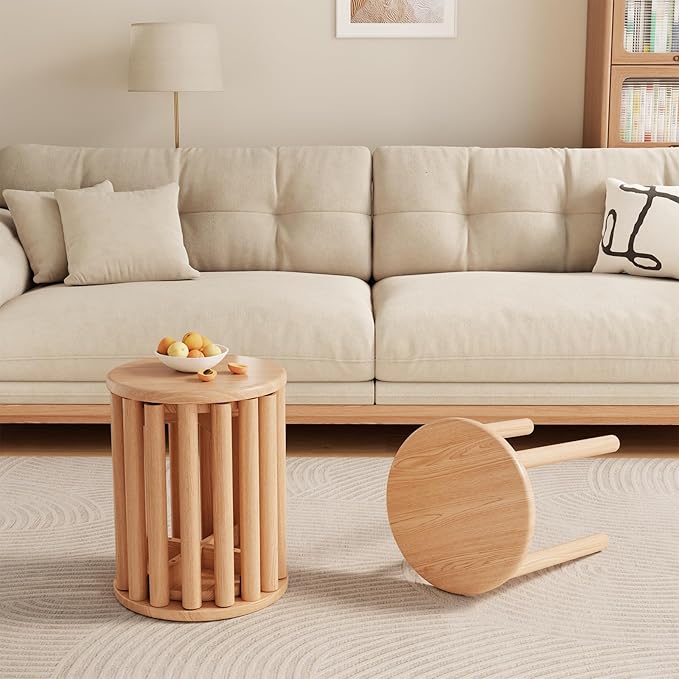 Stackable Stools Set of 4 Wooden Stools 18 Inch Stool Nesting Side Tables - Image 7
