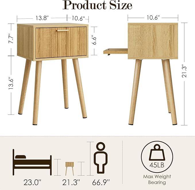 Night Stand, Oak Nightstand - Image 2