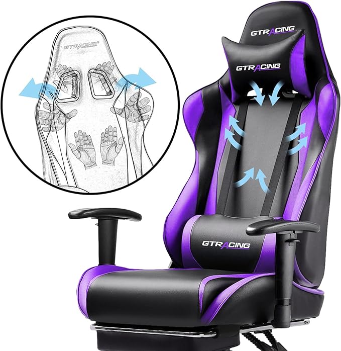 GTRACING Gaming Chair with Footrest, Ergonomic Computer Game Desk Chair - Image 7