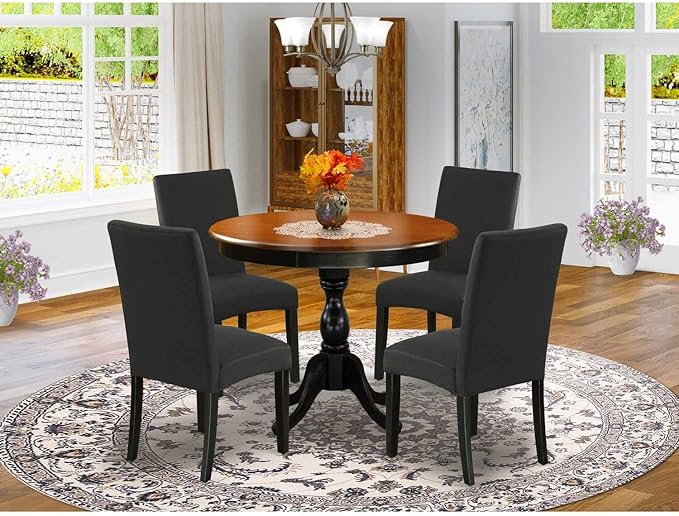 East West Furniture AMDA5-BCH-C 5 Piece Dining Room Table Set Includes a Round - Image 5