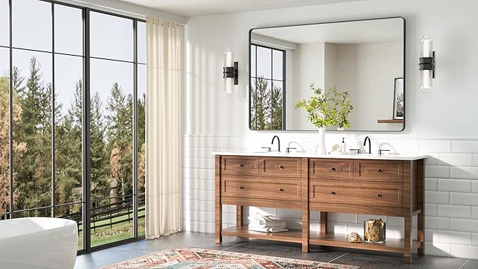 TETOTE 55 x 36 Black Bathroom Mirror Large Black Mirrors - Image 8