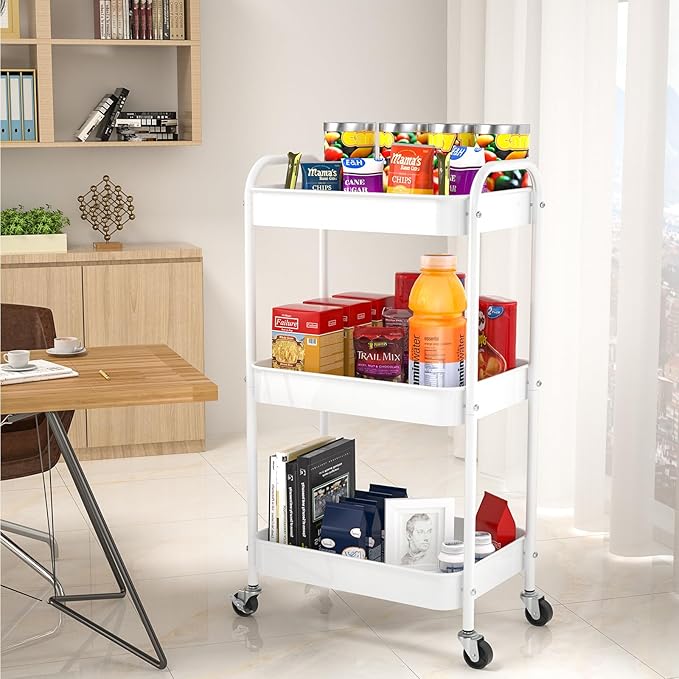 3-Tier Rolling Metal Storage Cart - Image 4