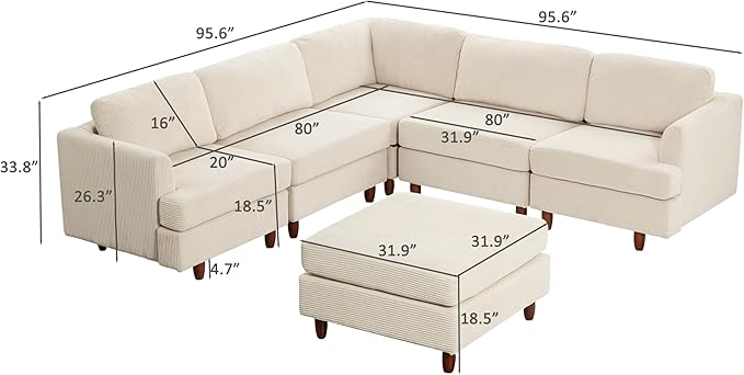 127.5" L/U-Shaped Sectional Couch - Image 2