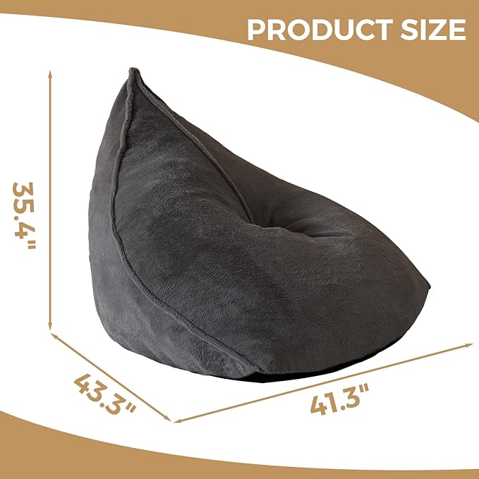BYBYME Bean Bag Chairs Sherpa Lazy Sofa, Giant Beanbag Chairs - Image 2