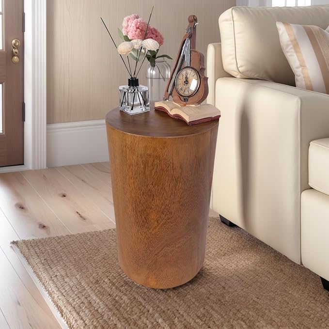 Athaliah Wooden Tree Stump Stool, Decorative Garden Stool Wood Stump Table by Athaliah