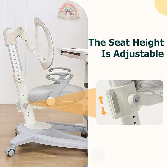 Ergonomic Kids Desk Chair with Footrest & Height-Adjustable Seat, Work & Dining - Image 7
