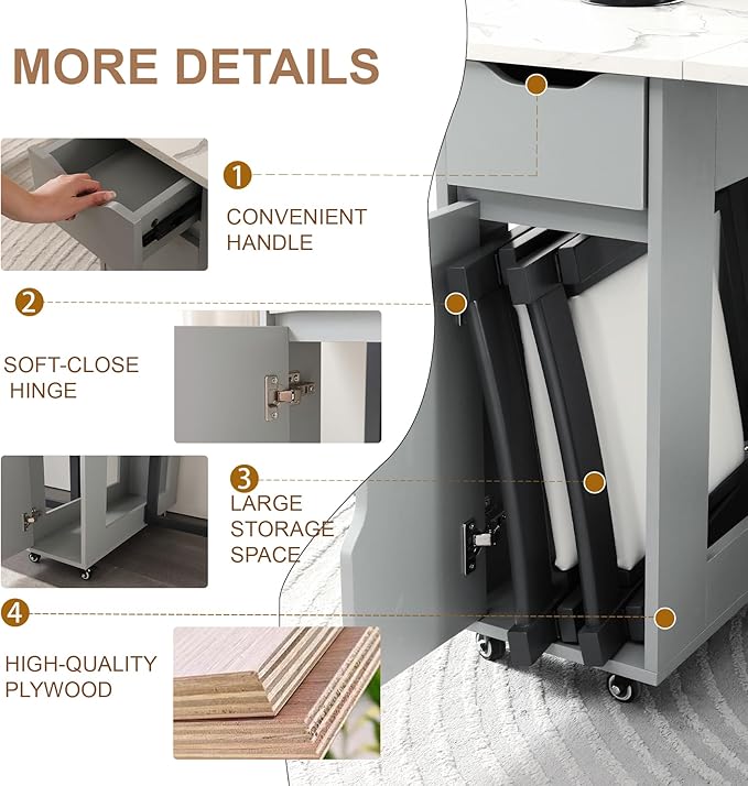 Foldable Space Saving Dining Table Extendable, Folding Dining Table - Image 4