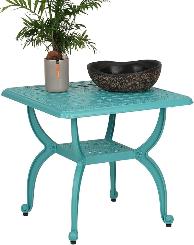 JARDIN DE CENTENNIAL Cast Aluminum Outdoor Side Table, Anti-Rust Outdoor End - Image 6