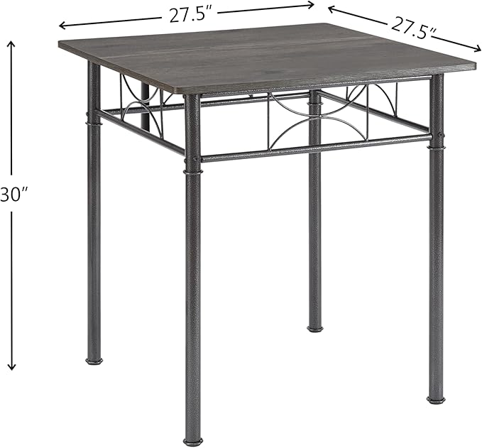 JOIN IRON 3-Piece Metal and Wood Indoor Modern Square Dining Table Furniture Set - Image 3
