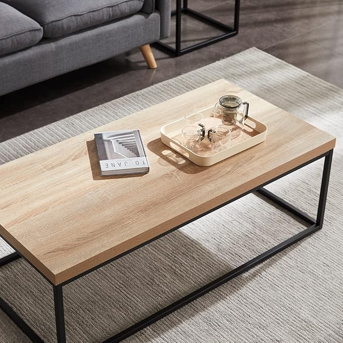 CENSI 47-Inch Natural Oak Coffee Table - Image 7