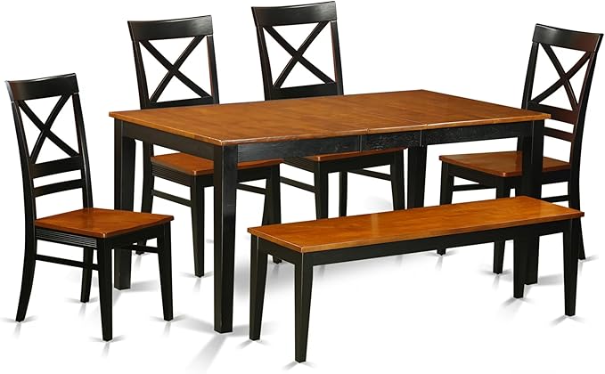 East West Furniture NIQU6-BCH-W 6 Piece Dining Room Table Set Contains a by EastWestFurniture
