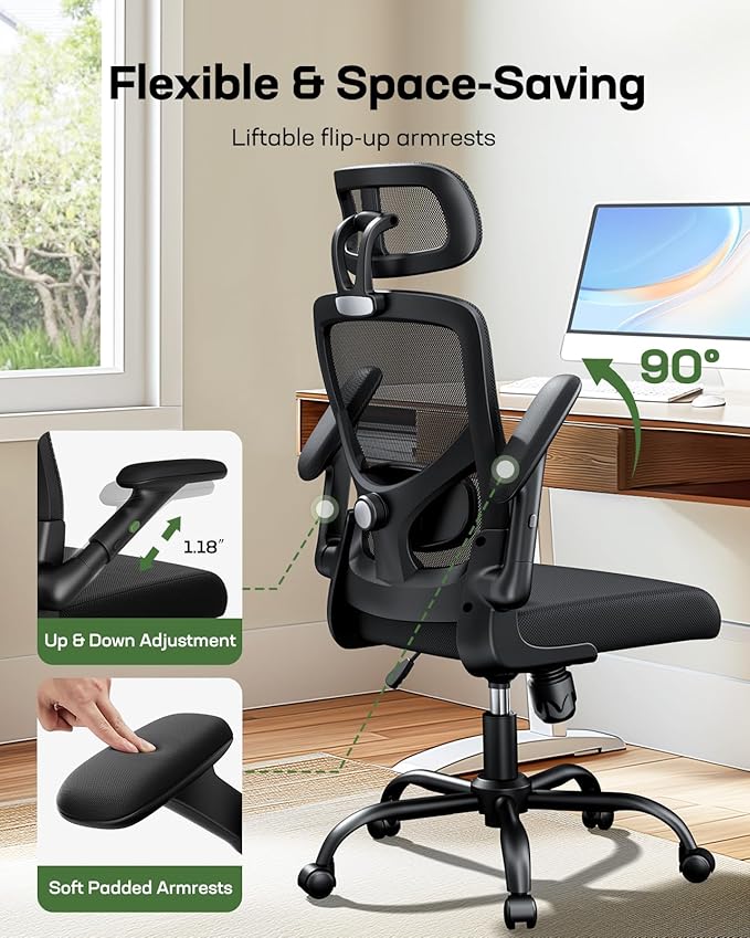 Marsail Ergonomic Mesh Office Chair High Back Desk Chair Adjustable Lumbar - Image 3