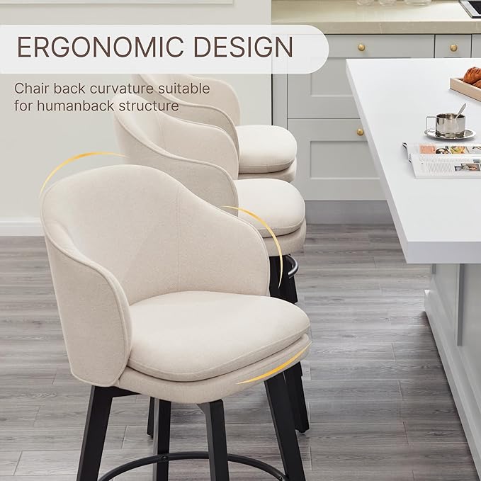 Counter Height Barstools 26 inch Upholstered Swivel Bar Stools - Image 6
