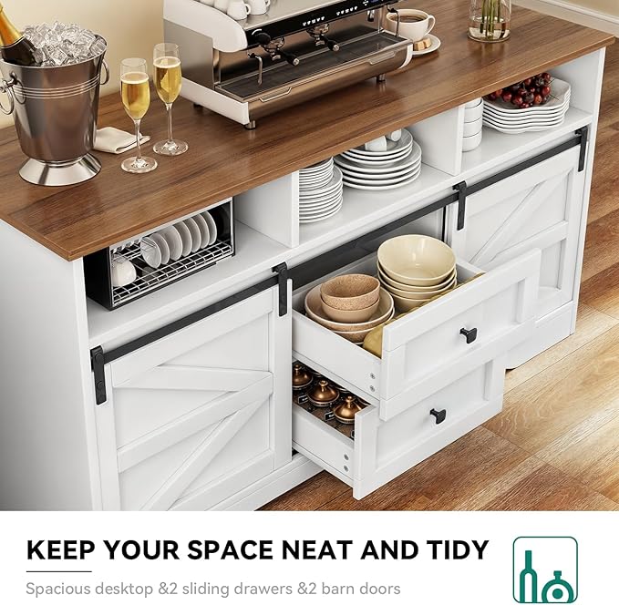 YITAHOME Buffet Cabinet with Drawers, Modern Farmhouse Coffee Bar Station Wood - Image 4