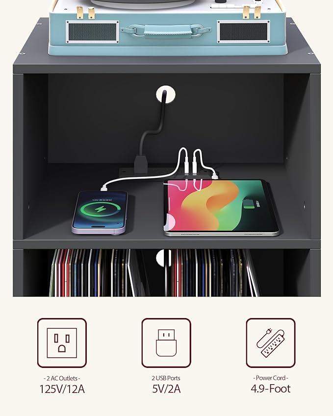 Record Player Stand, 3-Tier Side End Table - Image 3