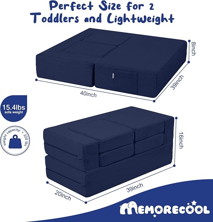 MeMoreCool Modular Kids Couch, Corduroy Play Toddler Couch - Image 2